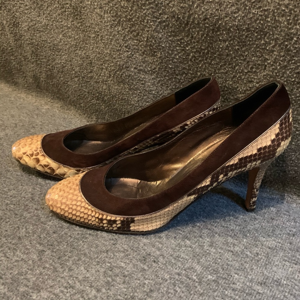 Claudia Ciuti Snakeskin/Brown Suede Trim Heel